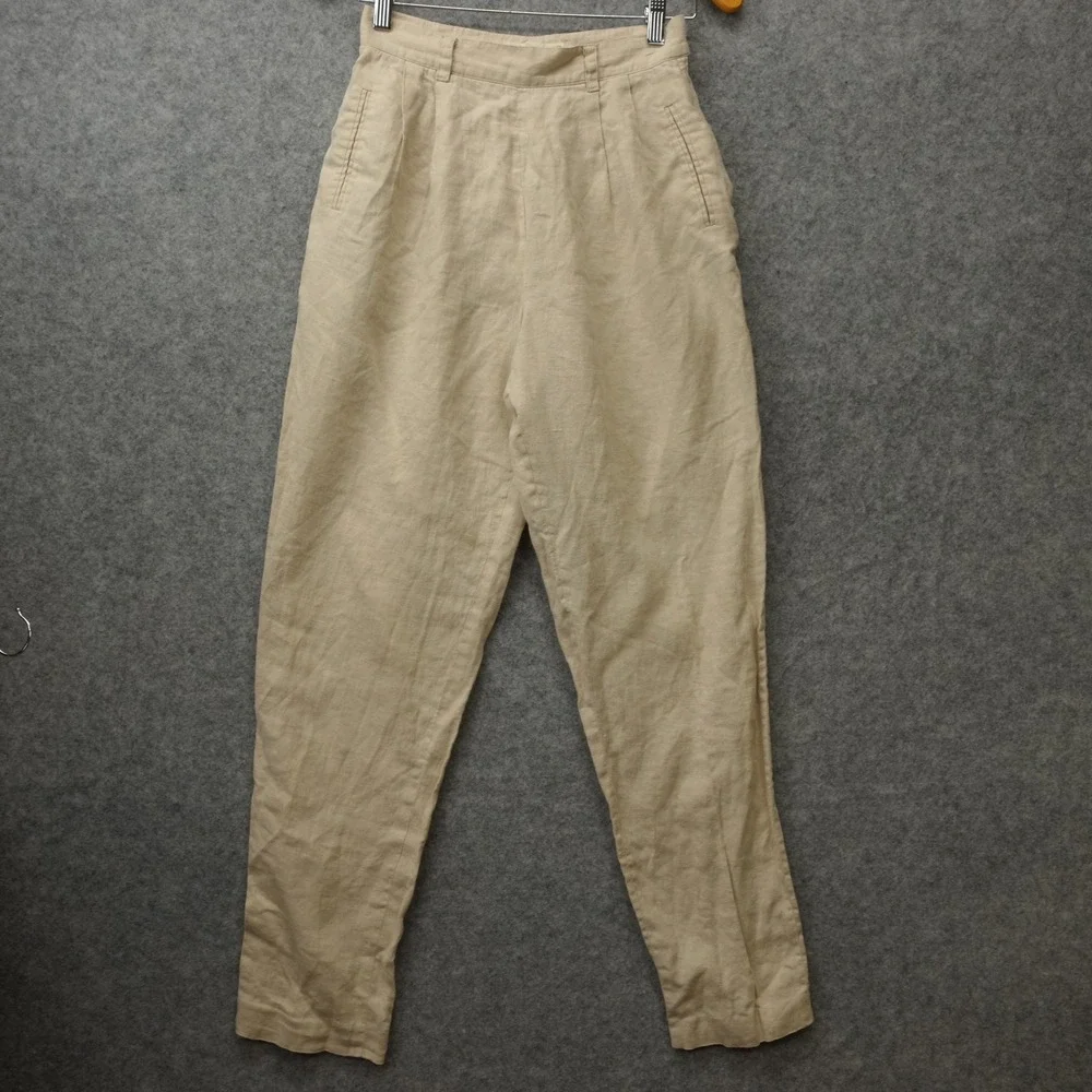 Banana Republic Linen Pleated Pants Womens 2 XS Oat VINTAGE Summer Safari 26x31